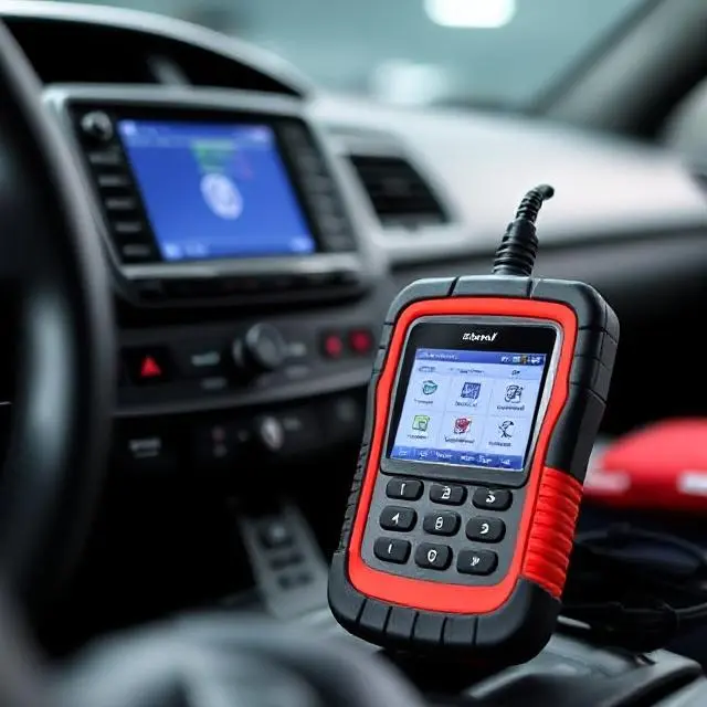 Using an OBD-II diagnostic tool to troubleshoot car issues.